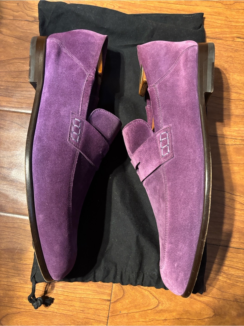 Harrys of London Purple Leather Suede Loafers - Picture 4 of 7